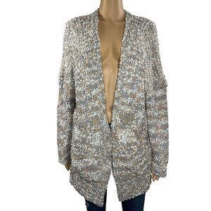POL Slouchy Open Cardigan‎ Sweater Womens Size L Gray Beige With Pockets